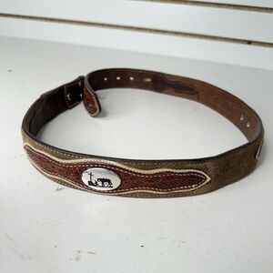 Western Nocona Mens Belt Cowboy Prayer Concho Dark Chocolate Size 34 - HBN